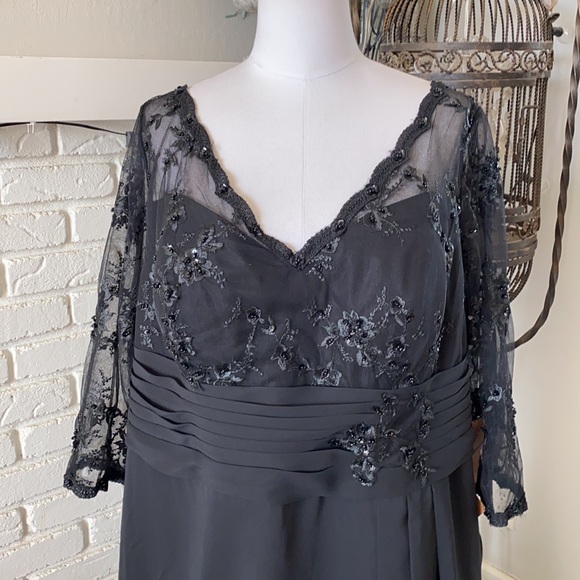 LIGHT IN THE BOX BLACK LACE 3/4 SLEEVE FORMAL EVENING DRESS 24W NEW - Picture 6 of 10